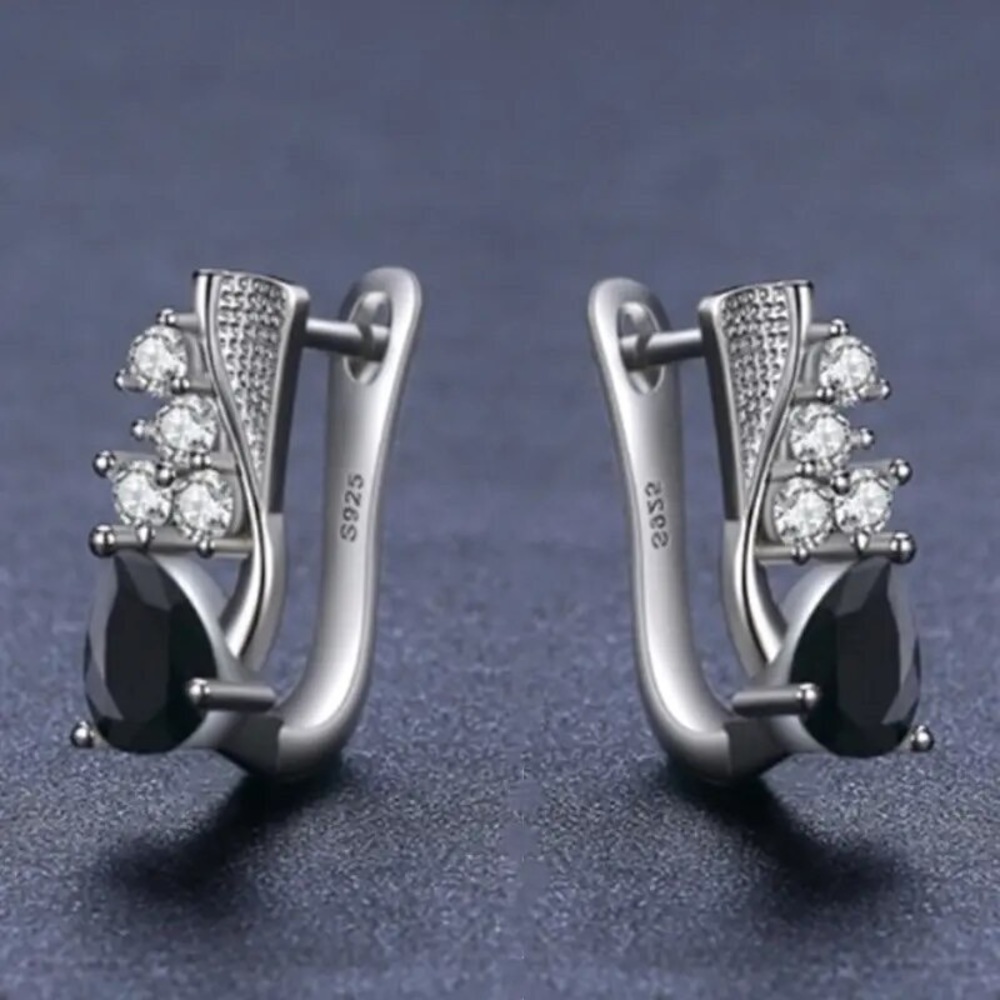 Hoop Earrings for Women Classic 925 Sterling Silver Trendy Spinel - Picture 2 of 5